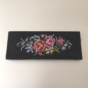 Vintage comb & mirror case petit point embroidery